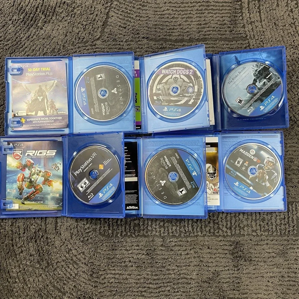 Lot of 6 PS4 Games - Destiny, Watch Dogs 2 Gold Edition, Madden 18, Skyrim‎